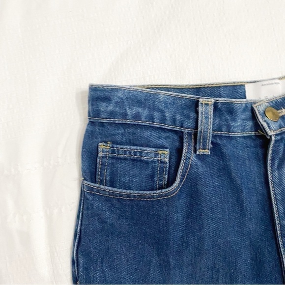 American APPAREL HIGH WAISTED RAW CROPPED HEM DENIM JEANS - 31 - Picture 6 of 8